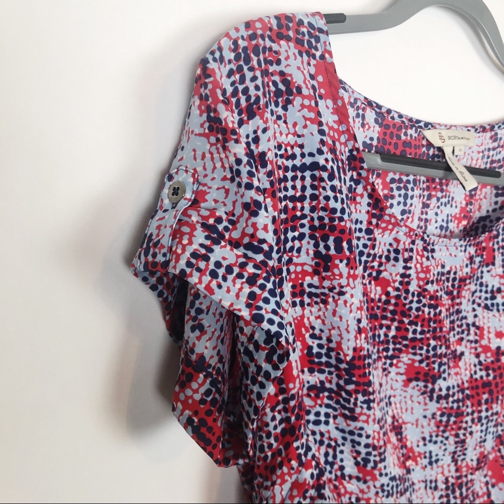 BCBGeneration splatter top blouse red and blue - Picture 4 of 5